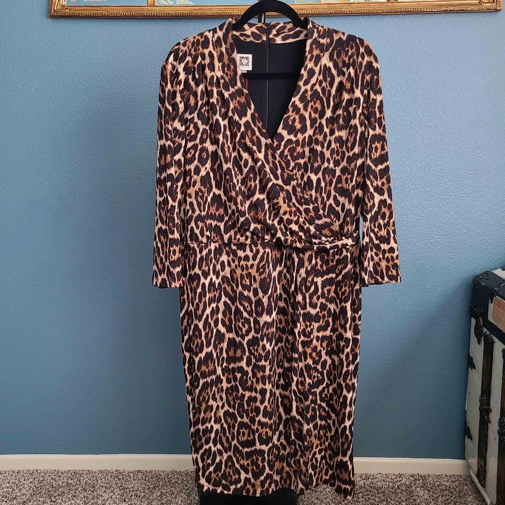 ANNE KLEIN ~  NWT ~ Leopard Print Dress 1X - Picture 2 of 11